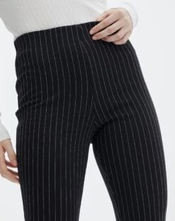High Rise Pinstripe Flare Ponte Pant -GLASSONS CLOTHING minogue super flare ponte pants black pinstripe imageback pw52146stp