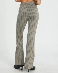 High Rise Pinstripe Flare Ponte Pant -GLASSONS CLOTHING minogue super flare ponte pants neutral pinstripe back pw52146stp