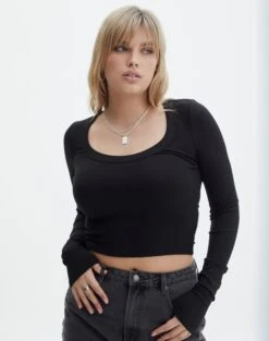 Tailored Cargo Pant -GLASSONS CLOTHING mylie wide rib scoop black front tl111290vis 2