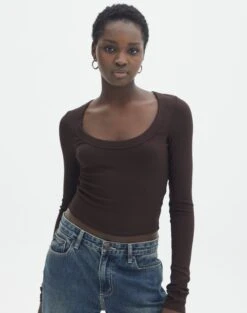 Scoop Neck Long Sleeve Crop Top 27 Scoop Neck Long Sleeve Crop Top -GLASSONS CLOTHING mylie wide rib scoop its soy cute front tl111290vis