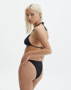 Strappy Ruched Bikini Bottom -GLASSONS CLOTHING naomi side strap black front ga128386rpln 2