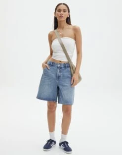Cut Out Ribbed Tank Top -GLASSONS CLOTHING nate longline denim short riley vintage wash front sw127903rdnm 2