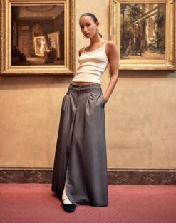 Luxe Lounge Modal Slim-Fit Maxi Skirt -GLASSONS CLOTHING noretta tailored maxi charcoal marle front sl126067pln