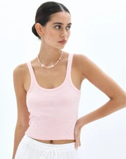 Cropped Cap Sleeve Knit Top -GLASSONS CLOTHING o bob strappy tank rose and thorne front tv55485orib