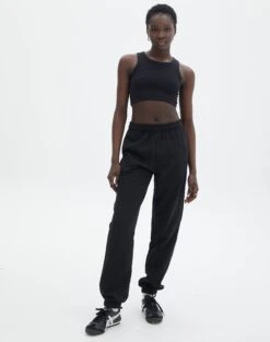 Stitch Detail Faux Leather Pant -GLASSONS CLOTHING o edie sweat pant black front pw88374ocot 1