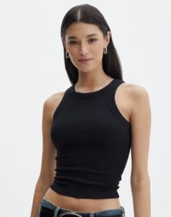 V-Neck Drop Shoulder Varsity Knit Jumper 29 V-Neck Drop Shoulder Varsity Knit Jumper -GLASSONS CLOTHING o frank longline tank black front tv115122orib