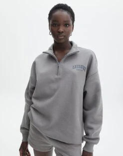 Oversized Print Quarter Zip Sweater