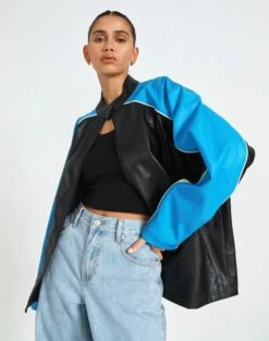 Faux Leather Oversized Moto Jacket