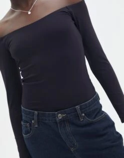 Supersoft Off The Shoulder Longsleeve Bodysuit 26 Supersoft Off The Shoulder Longsleeve Bodysuit -GLASSONS CLOTHING olive off the shoulder bodysuit longsleeve black imageback tb97721pch