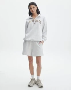 Oversized Embroidered Quarter Zip Sweater -GLASSONS CLOTHING olivia oversized quarter zip coloradosnow marle full tl97172oemb