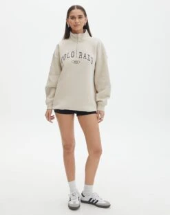 Oversized Embroidered Quarter Zip Sweater -GLASSONS CLOTHING olivia oversized quarter zip coloradowhat the shell full tl97172oemb