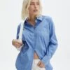 Oversized Cotton Shirt 2 Oversized Cotton Shirt -GLASSONS CLOTHING ollie poplin oversized shirt cowboy blues front bl48432pop 8