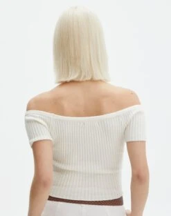 Knit Off The Shoulder Crop Top -GLASSONS CLOTHING opal off the shoulder top milk back ks130295knt