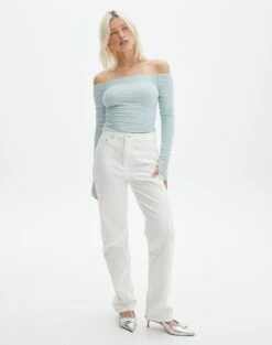 Ruched Mesh Off The Shoulder Top -GLASSONS CLOTHING oreo off the shoulder top mist me full tl124256rmsh