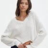 V-Neck Drop Shoulder Knit Jumper -GLASSONS CLOTHING paige preppy v neck milk front kl90519oca 2