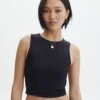 Supersoft High Neck Crop Tank -GLASSONS CLOTHING penelope super soft tank black front tv106845pch