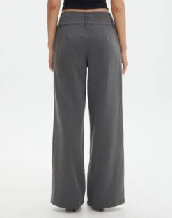 Double Button Tailored Pant 34 Double Button Tailored Pant -GLASSONS CLOTHING penny button suit pant charcoal back pw91835pln
