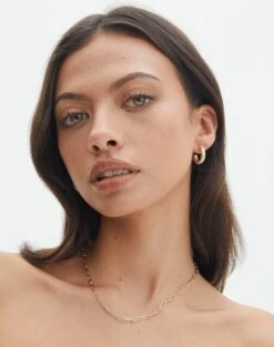 Foldover Off Shoulder Cropped Knit -GLASSONS CLOTHING plated fine chain link necklace gold front je105967nl 2