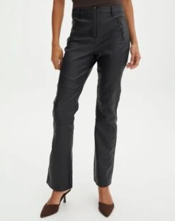 Stitch Detail Faux Leather Pant -GLASSONS CLOTHING polly pu pant black full pw106535pu