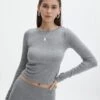 Luxe Lounge Modal Ribbed Long Sleeve Top -GLASSONS CLOTHING pop basic longsleeve heather marle front tl93055mod