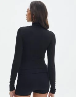 Luxe Lounge Modal Quarter Zip Front Long Sleeve Top 24 Luxe Lounge Modal Quarter Zip Front Long Sleeve Top -GLASSONS CLOTHING quinn quarter zip top black back tl93138mod