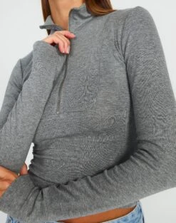 Luxe Lounge Modal Quarter Zip Front Long Sleeve Top 29 Luxe Lounge Modal Quarter Zip Front Long Sleeve Top -GLASSONS CLOTHING quinn quarter zip top heather marle detail tl93138mod