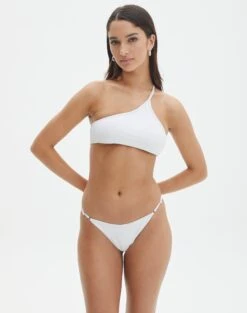 Knot Front Bandeau Bikini Top -GLASSONS CLOTHING r aiden adjustable high cut bikini briefs white front ga54030rpln 3