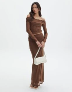 Ribbed Knit Maxi Skirt -GLASSONS CLOTHING r co drey maxi skirt deep umber front sl52001rmes