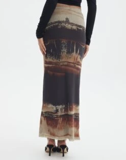 Print Mesh Maxi Skirt -GLASSONS CLOTHING r co drey mesh maxi skirt sandy tie dye back sl52001rprt