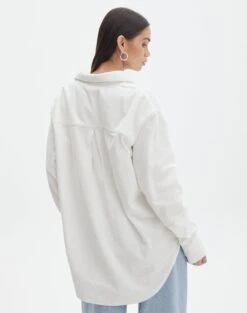 Oversized Cord Long Sleeve Shirt -GLASSONS CLOTHING r curt cord shirt milk back bl100483rcor