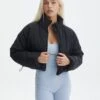 Zip Up Puffer Jacket 1 Zip Up Puffer Jacket -GLASSONS CLOTHING r eddie funnel crop puffer black front cs84145rpln 5