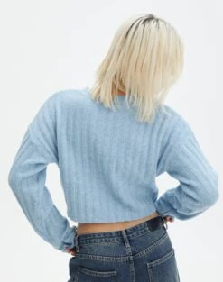 Knit Crew Neck Jumper -GLASSONS CLOTHING r egypt wide rib cropped knit blue yonder back kl97635raus