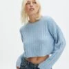 Knit Crew Neck Jumper -GLASSONS CLOTHING r egypt wide rib cropped knit blue yonder front kl97635raus 1