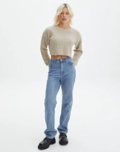 Knit Crew Neck Jumper -GLASSONS CLOTHING r egypt wide rib cropped knit on the rocks full kl97635raus