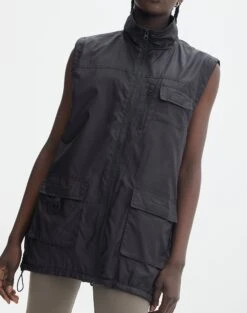 Lightweight Longline Puffer Vest -GLASSONS CLOTHING r johnny puffer vest black imageback vs91567rpln