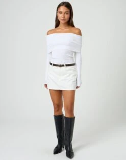 Square Buckle Belt -GLASSONS CLOTHING r leni low rise hemmed mini skirt milk front ss55069rden 5