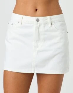 Low Rise Denim Mini Skirt 34 Low Rise Denim Mini Skirt -GLASSONS CLOTHING r leni low rise hemmed mini skirt milk full ss55069rden