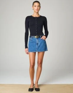 Square Buckle Belt -GLASSONS CLOTHING r leni low rise hemmed mini skirt suzy mid wash front ss55069rden 8