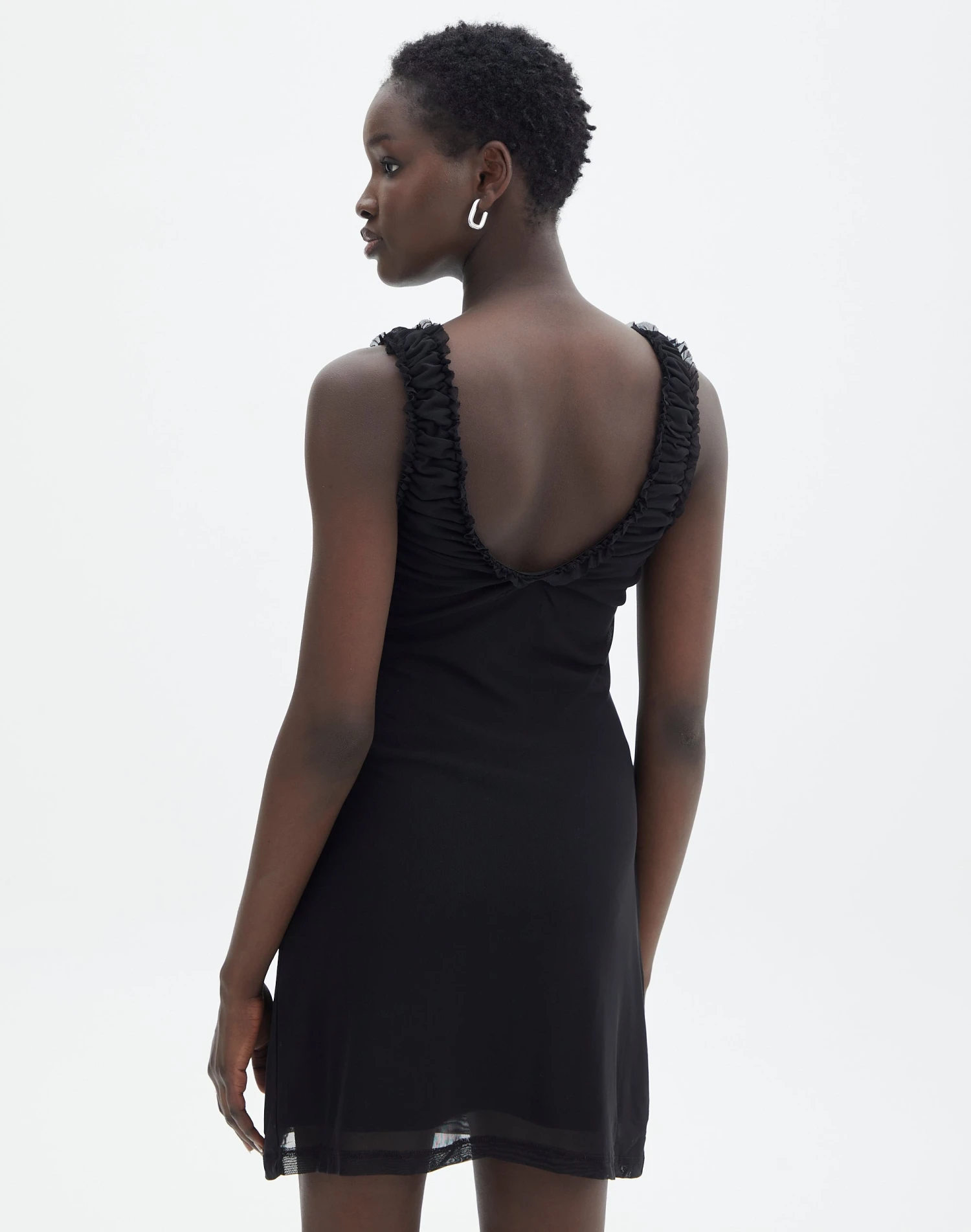 Ruched V Neck Mini Dress 5 Ruched V Neck Mini Dress - Image 3