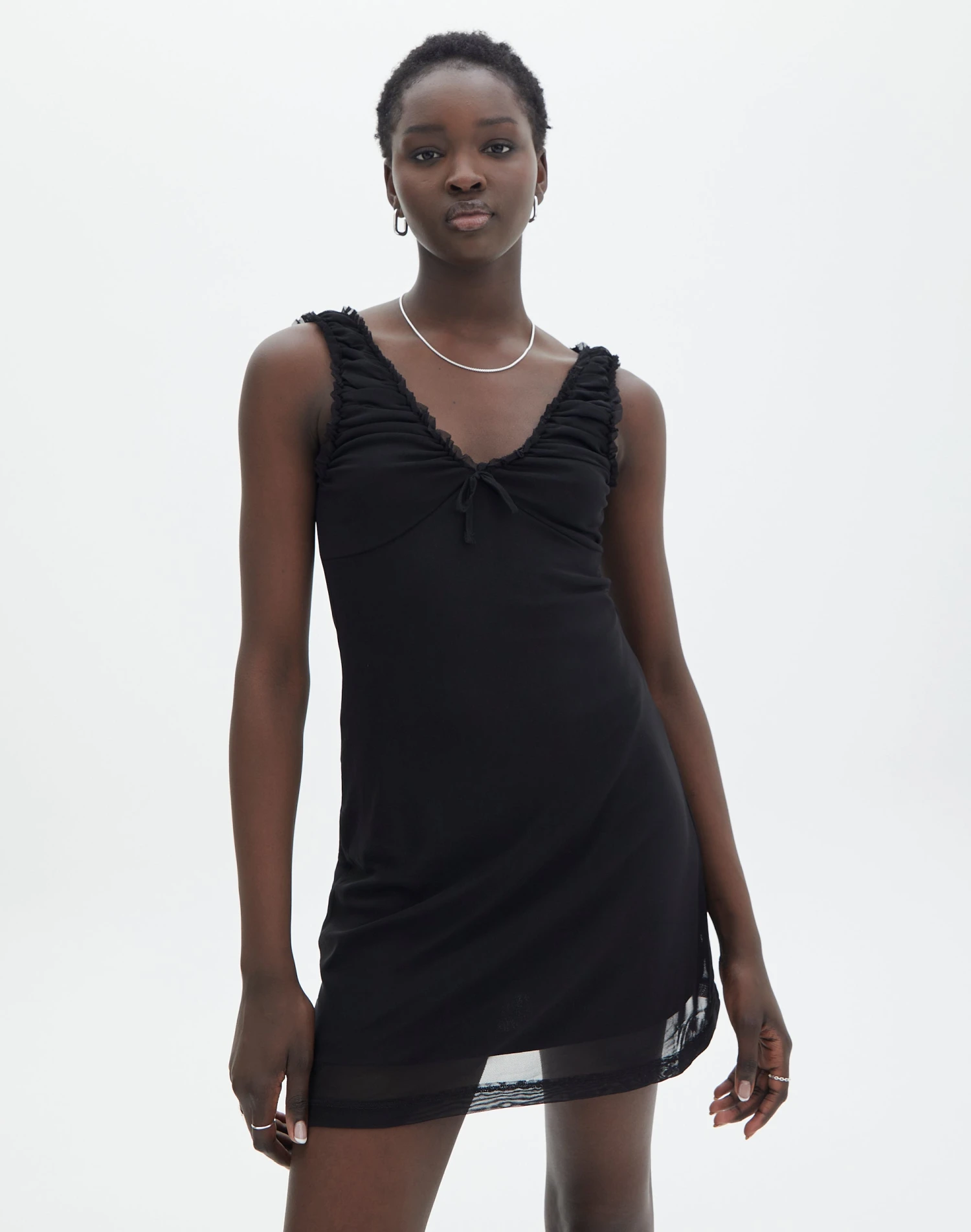 Ruched V Neck Mini Dress 4 Ruched V Neck Mini Dress - Image 2