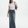 Denim Maxi Skirt -GLASSONS CLOTHING r lisbon denim maxi skirt coyote blue front sl119702rdnm 4
