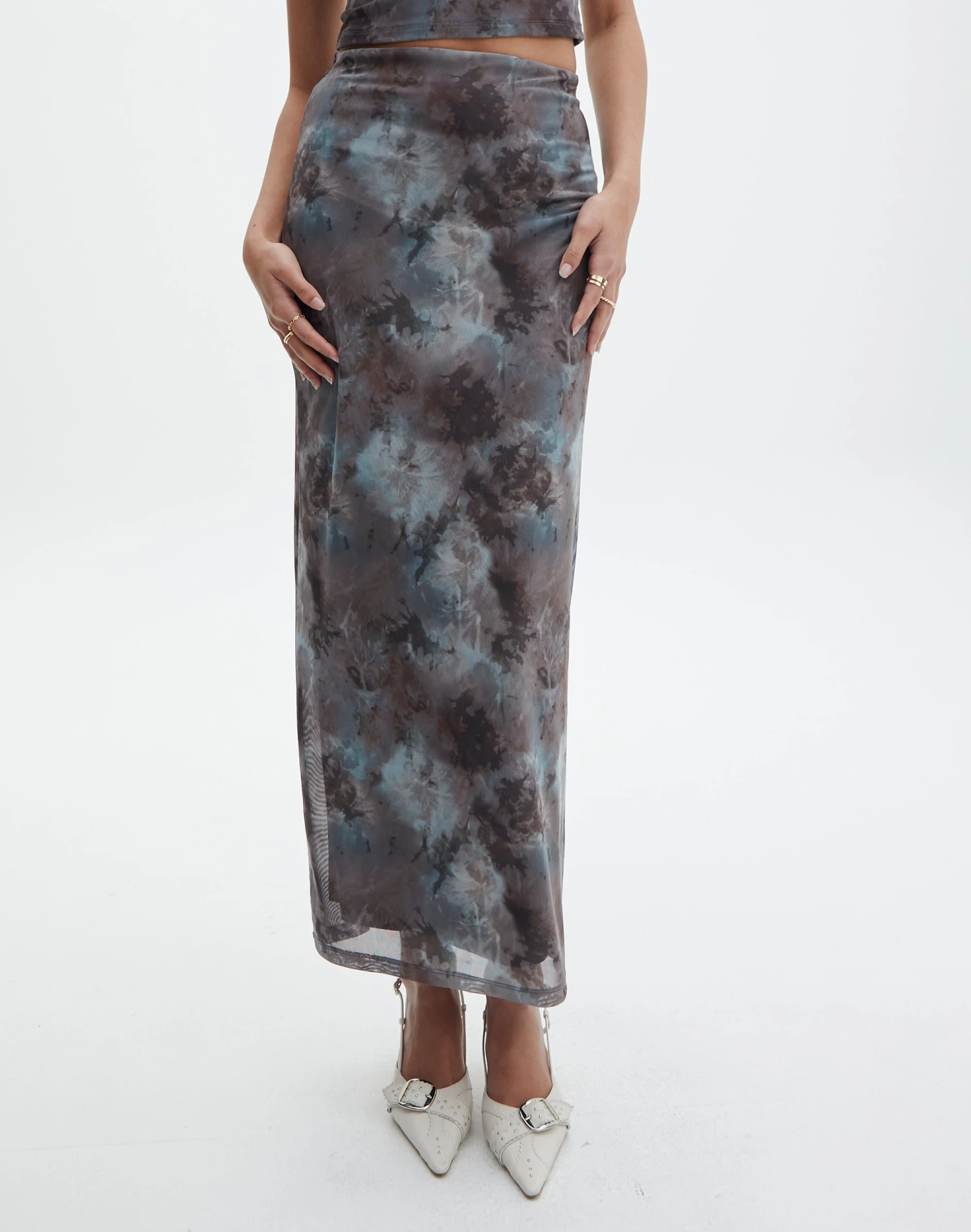 Print Mesh Midi Skirt 4 Print Mesh Midi Skirt - Image 2