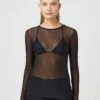Long Sleeve Mesh Top -GLASSONS CLOTHING r milina ls mesh top black front tl30558rmes