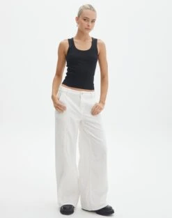 Mid Rise Pintuck Cord Pant