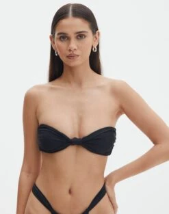 Detailed Eyelet Waist Thong Bikini Bottom -GLASSONS CLOTHING r nello knot front bandeau top black front ga55566rpln