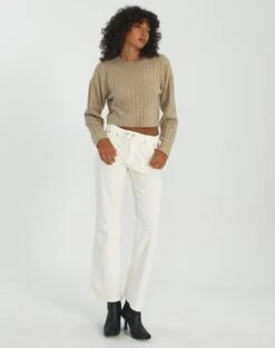 High Rise Wide Leg Cargo Pant -GLASSONS CLOTHING r pamela low rise boot cut cord milk front pw78812rcor 1