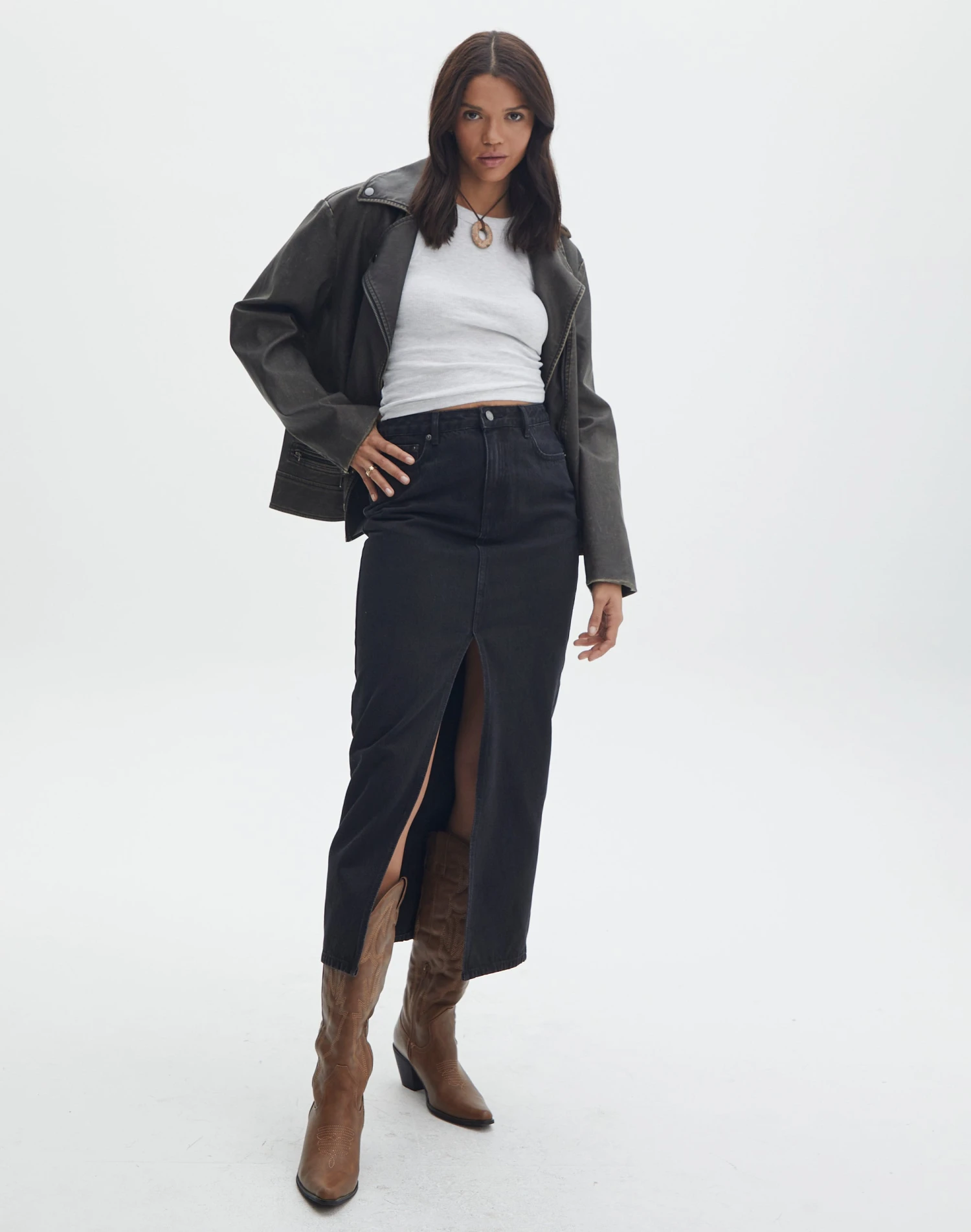 Washed Faux Leather Oversized Moto Jacket 13 Washed Faux Leather Oversized Moto Jacket - Image 11