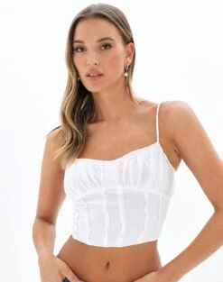 Foldover Zip Tube Top 36 Foldover Zip Tube Top -GLASSONS CLOTHING r ruby ruched blouse white front bv91103rchi