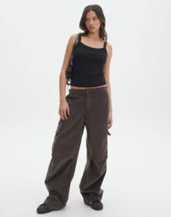 Mid Rise Cord Cargo Pant 39 Mid Rise Cord Cargo Pant -GLASSONS CLOTHING r saffie mid rise cargo pant irish coffee front pw78180rcor