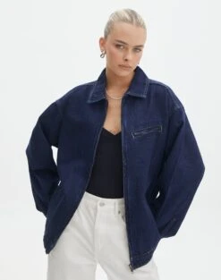 Oversized Denim Zip Up Jacket